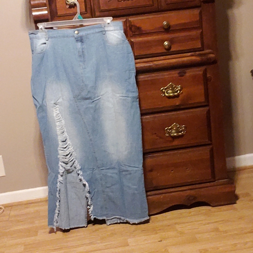 COPY - distressed denim skirt